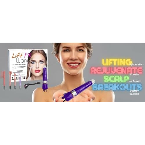 Lift Wand FX Facial Wand Skin Therapy Device Includes 4 Attachments w/Micro Roller Anti Aging Wand, Diminish Wrinkles, Scars, Dark Circles, Breakthrough Device for Beauty