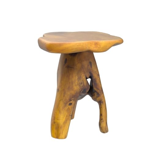 14-Inch Live Edge Wooden Side Table - Natural Recycled Cedar Plant Stand for Garden & Indoor Use