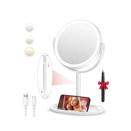 Auxmir 30X/1X Detachable Makeup Mirror with Lights - White 30x