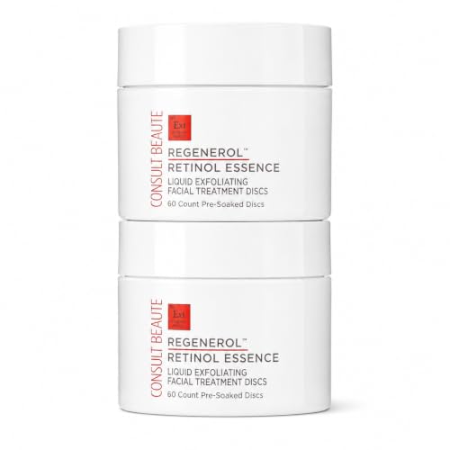 Consult Beaute Regenerol Retinol Facial Pads - Micro Exfoliating, Smoother Skin - 60 Disposable Wipes (2 Pack)
