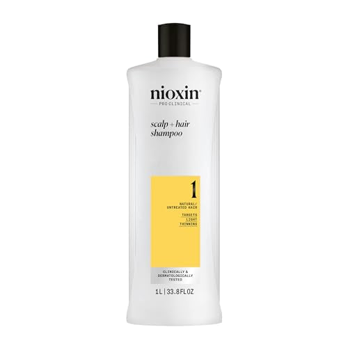 Nioxin Scalp + Hair Thickening System 1 Shampoo| For Natural or Untreated Hair with Light Thinning| With Niacinamide and Biotin| 33.8 Fl oz.