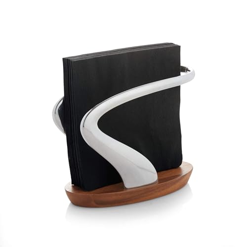 Modern Metal & Wood Napkin Holder for Kitchen & Dining Tables - 7.5in