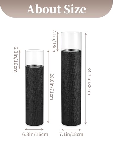 Sziqiqi Tall Floor Candle Holders: 34/27in Hurricane Pillar Holders