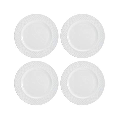 Mikasa Trellis 16-Piece Bone China Dinnerware Set - White, Includes Plates, Bowls & Mugs, Dishwasher Safe, Contemporary Design