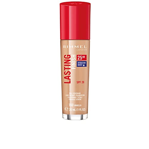 Rimmel London Lasting Finish 25HR - 160 Vanilla - Foundation, 25-Hour Wear, Full Coverage, Waterproof, 1oz