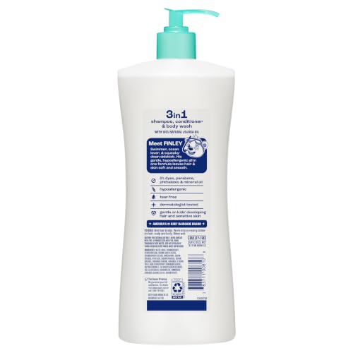 Kids 3-in-1 Shampoo Conditioner & Body Wash Pack of 4 - Hypoallergenic Tear-Free