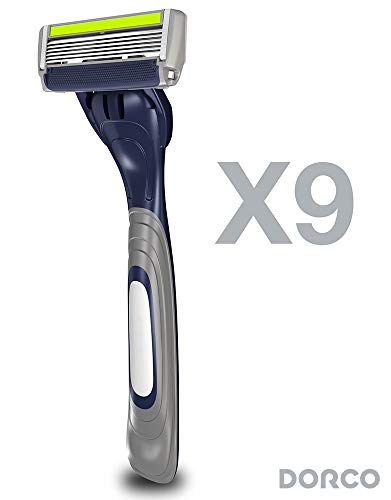 DORCO Pace 6 Plus Disposable Razor Pack with Trimmer – 9 Blades for Men