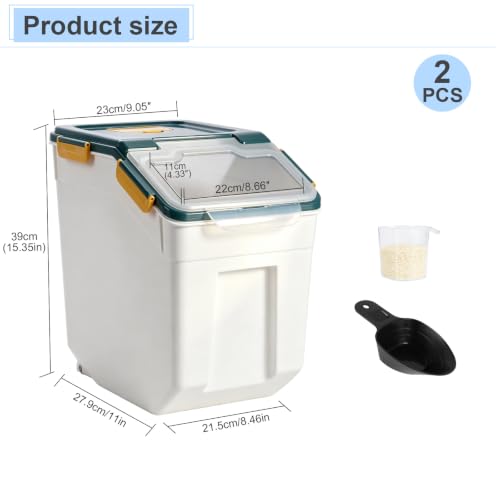 Saim 2-Pack 50lb Food Storage Containers with Wheels, Dark Blue - Bulk Grain & Rice Bins