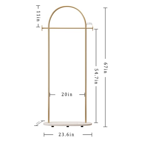 Gold Clothing Rack with Marble Base, Modern Freestanding Coat Stand 23.6"W