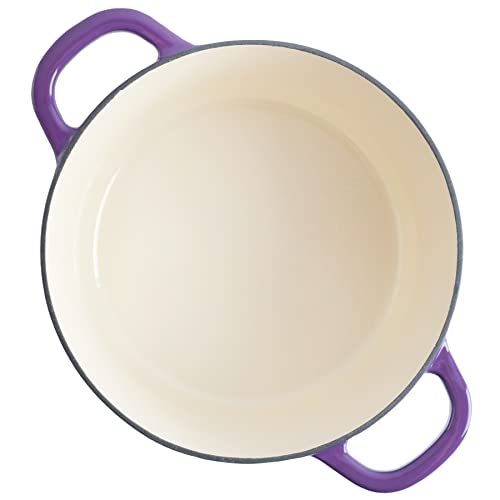 7-Quart Enamel Cast Iron Dutch Oven - Lavender Purple, Heavy-Duty Cookware