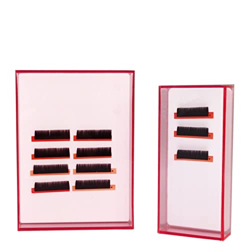 Eyelash Grafting Pallet with Cover, Dust-proof Acrylic Lash Tile holder, Dazzling Eyelash Extensions Storage Gasket Pads with Suction for Tweezers (Transparent Pink L)