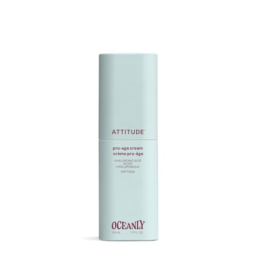 ATTITUDE Anti Aging Face Cream, With Hyaluronic Acid, Peptides & Ceramides, For Wrinkles & Fine Lines, Fragrance Free Skincare, Dermatologically Tested, For Women & Men, EWG Verified, Vegan, 1.7 Fl Oz