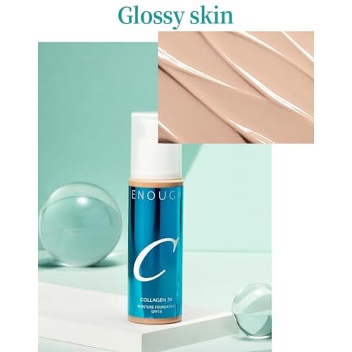 ENOUGH COLLAGEN 3X Moisture Foundation SPF 15, Korean Makeup Full Coverage Tinted Moisturizer, Skin Care Face Sunscreen for Women (#13N Light Beige, 3.38 fl oz / 100ml)