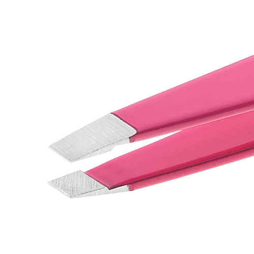 Tweezerman Slant Tweezer Neon Pink – Eyebrow Tweezers, 1 Count