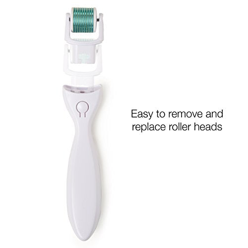 Microneedling Derma Roller Kit with 4 Replaceable Titanium Heads for Skin Rejuvenation