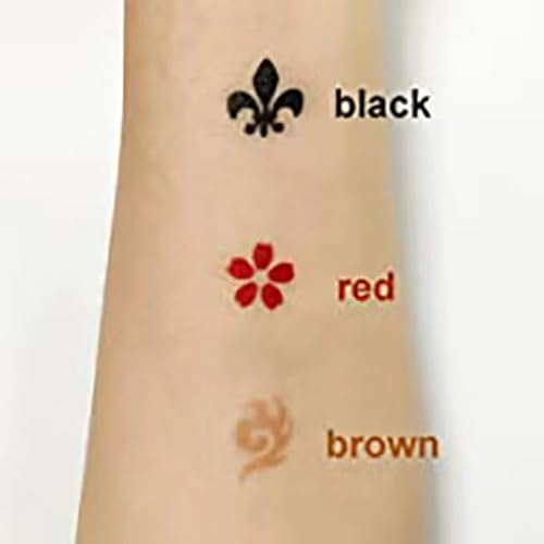 Temporary Tattoos Kit, 4Pcs Semi Permanent Tattoo Paste Cones, India Body DIY Art Painting for Women Men teens, Summer Trend Hand Plaste with 3 Colors(1Pc Bottle,4Pcs Nozzles)20Pcs Adhesive Stencil