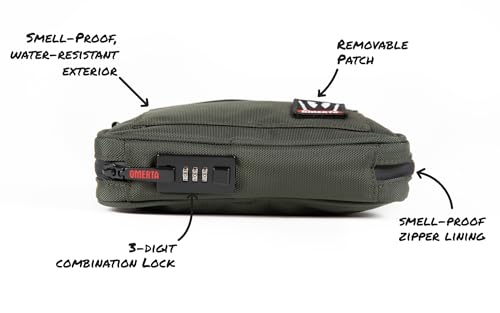 Green 5 Inch Lockable Odor Sealing Pouch with Hidden Storage - Carbon-Lined