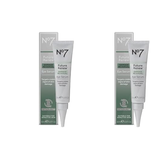 No7 Future Renew Damage Reversal Eye Serum - Nourishing Under Eye Serum for Sun Damaged Skin Repair, Fine Lines & Wrinkles, and Uneven Texture - Suitable for Sensitive Skin (0.5 Fl Oz) (Pack of 2)
