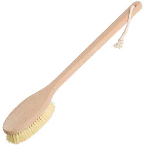 Long Handle Bath Brush with Tampico Bristles & Beechwood Handle - Made in Germany