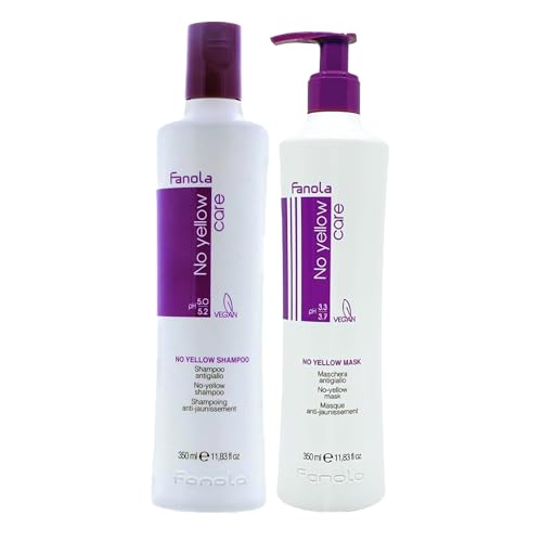 Fanola No Yellow Shampoo & Violet Toning Mask for Blonde Hair - Brighten & Neutralize Yellow Tones