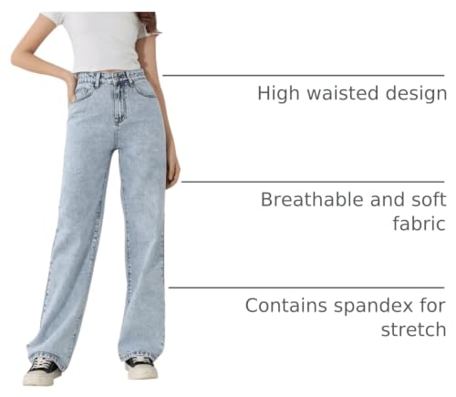 SweatyRocks Girls' Casual Light Wash Jeans - 9 Years