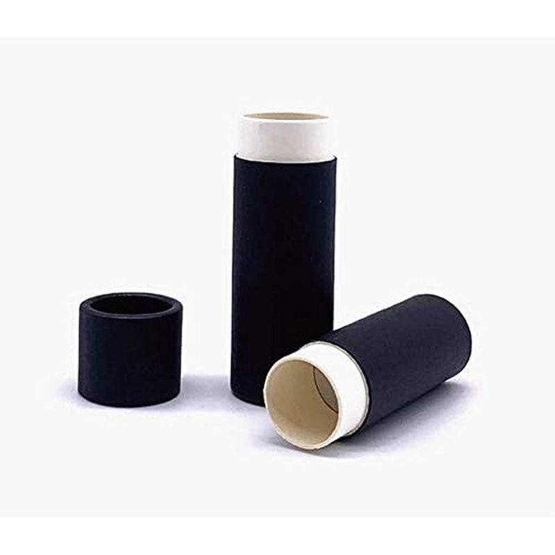 10 Pcs 1 Oz Paperboard Lip Balm Tubes Cardboard Krafts Paper Lipstick Tube Empty Lip Gloss Container Refillable Paper Round Solid Perfume Tube Chapstick Tube DIY Cosmetic Deodorant (Black)
