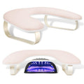 Arm Rest for Nails Tech Upgraded 10¡Æ Inclined, U-Shaped Manicure Nail Arm Rest Stand, Pink Nail Armrest for Nail Tech Hand Rests with Gold Aluminum Alloy Holder Non-Slip