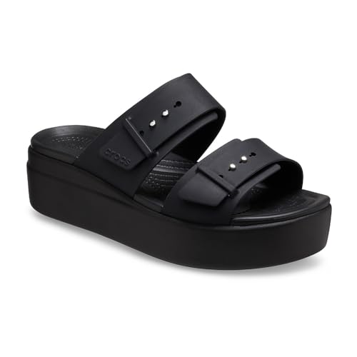 Crocs Women's Brooklyn Buckle Low Wedges - Black 8
