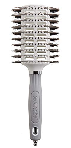 Olivia Garden Turbo Vent Oval Twin & 100% Boar Hair Hair Brush - 1 Pack