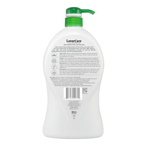 Lovercare Goat Milk Body Lotion for Dry Skin Aloe Vera 27.05oz (800ml) - Combo Body Lotion & Body Wash¡¦