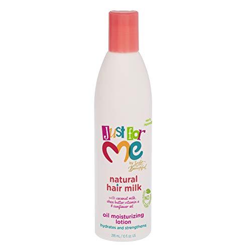 Just for Me Natural Hair Milk Lotion - Hydrates & Strengthens, Contains Coconut Milk, Shea Butter, Vitamin E, & Sunflower Oil, Lightweight Moisture, Reduces Frizz 10 oz