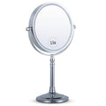 MIRRORVANA 15X Magnifying Makeup Mirror with Stand - Double-Sided 15X/1X Design - Suitable for Vanity Desk, Dressing Table, or Bathroom Countertop for Precise Make Up - 12" High x 6" Wide (Chrome)