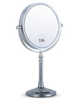 15X/1X Dual-Sided Makeup Mirror with Stand - Chrome, 12x6 Inches