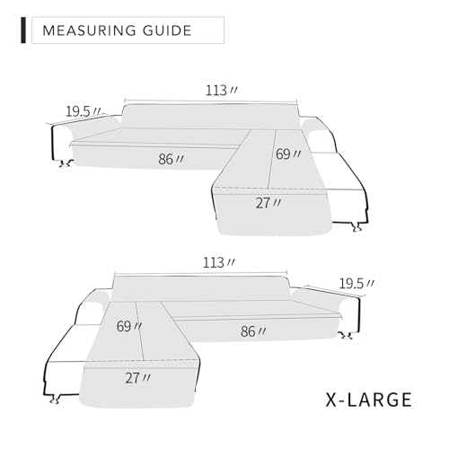 Easy-Going Reversible X-Large Ivory Sectional Couch Cover - L-Shape Sofa Protection