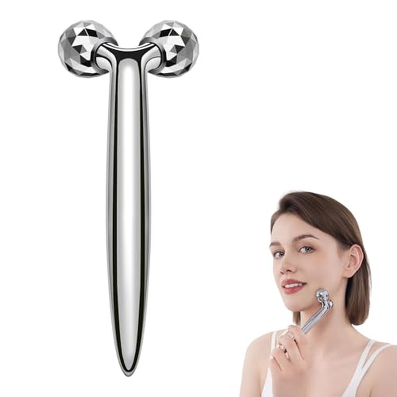 Metal Facial Roller Massager, 3D Cooling Face Massage Tool for Reduce Puffiness, Remove Eye Wrinkles, Face Lifting, Increase Firmness, Anti-Aging, Skin Tightening