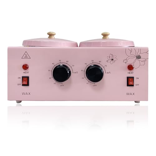 Pink Double Pots Wax Warmer for Hair Removal with Adjustable Temperature