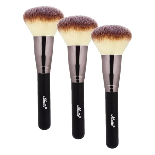 Matto Powder Mineral Makeup Brush - Large Fluffy Face Foundation Blending Set of 3