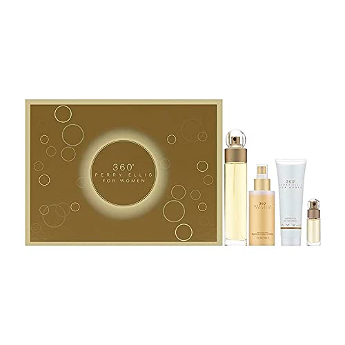 Perry Ellis 360 Women Eau de Toilette Gift Set - 3.4oz Spray, Body Mist & Shower Gel