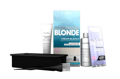 Knight & Wilson Color-Freedom Cream Hair Bleach Kit. Ammonia-Free Formula Lifts up to 8 Shades. Protects & Repairs While Lightening. Complete Hair Bleaching kit with Tint Bowl, Brush, Gloves & Cap