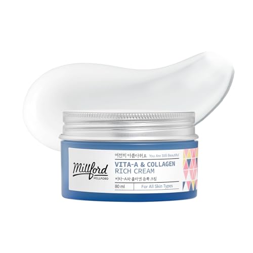 Vita A & Collagen Rich Cream 80ml/2.7 Oz, Fish/Marine Collagen, Face Cream, Anti Aging, Facial Moisturizer, Wrinkes, Fine Lines, Retinyl Palmitate, Korean Skincare