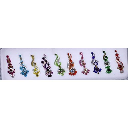 Bollywood Designer Bindis Premium Crystal Jewels Mettallic Bindi Stickers Tattoos Forehead Tika (Long)