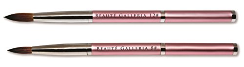 Nail Art Brush Set - 2 Kolinsky Sable Round Acrylic Nail Painting Pens, Size 8 & 12