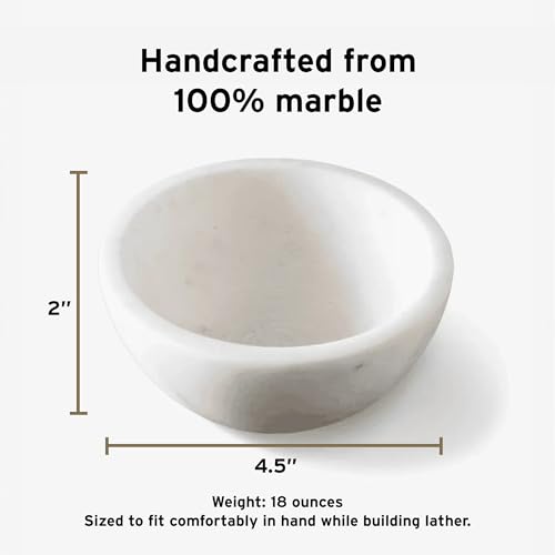 Supply Solid White Marble Shaving Bowl for Men - Keeps Lather Warm, Handcrafted
