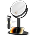 Makeup Mirror with Lights, 30X Magnifying & Height Adjustable, Lighted Magnifying Mirror with 3 Light Modes and Stepless Dimming, Vanity Mirrors for Bathroom, Birthday Gift for Women, Black