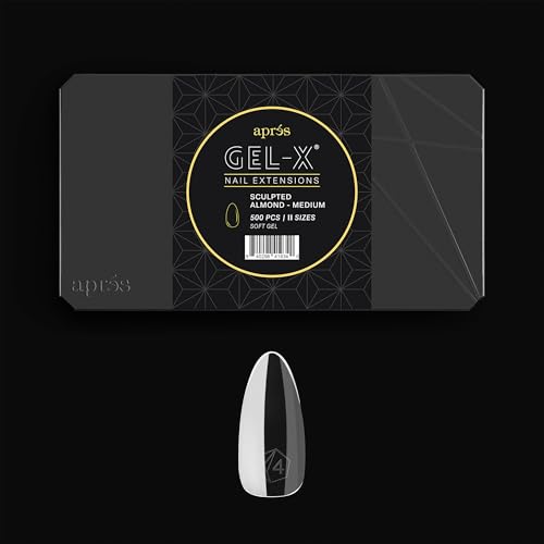 Apr?s Gel-X¢ç Tip Box | Sculpted Almond | 500pc Soft Gel Tips, 11 Sizes 00-9, Premium Quality (Sculpted Almond Medium, 500 pcs)