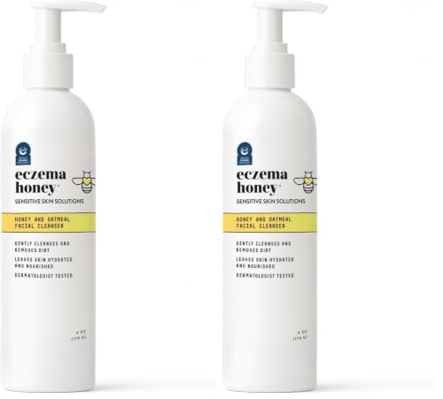 Eczema Honey Oatmeal Facial Cleanser - Gentle Face Wash for Dry & Sensitive Skin - 6 Oz Pack of 2