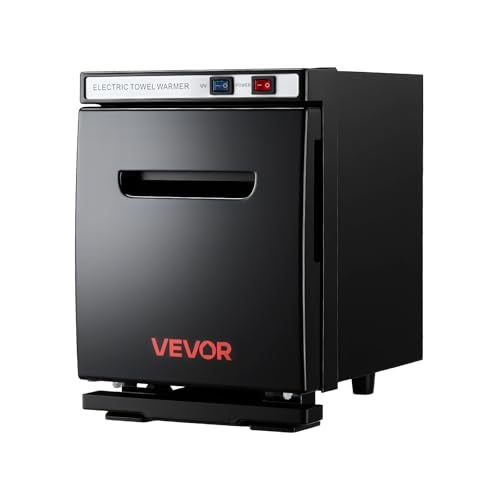 VEVOR Hot Towel Warmer, 5L Small Towel Warmer Cabinet with Clip & Stainless Steel Rack, Holds up 8-12 Towels, Portable All-Round Heating Cabinet for Spa, Barber, Manicures, Massage, Salon, Black