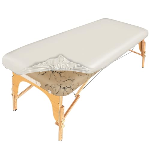 White 70x30 Inch Waterproof PU Leather Massage Table Cover Fitted Protector - Elastic & Odorless