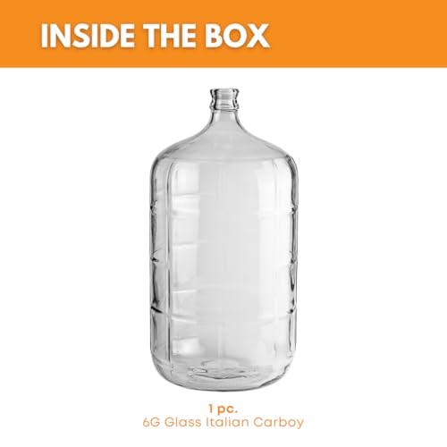 6 Gallon Glass Carboy for Wine & Beer Fermentation - Italian Clear Fermenter