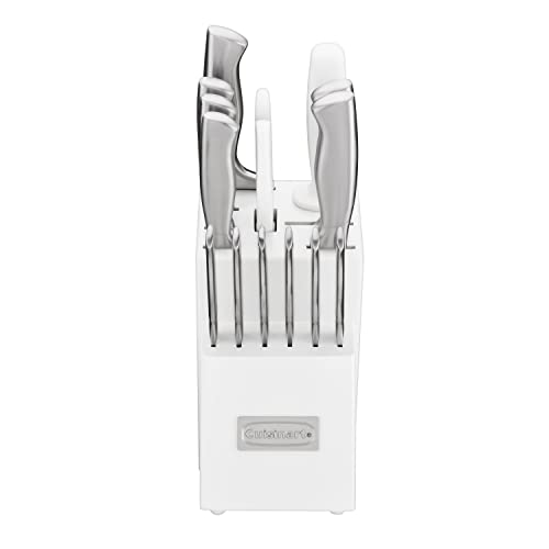 Cuisinart 15-Piece Stainless Steel Knife Set with Block - White